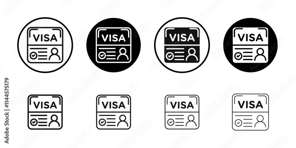 Fototapeta premium Start up visa icon Flat outline fill set collection