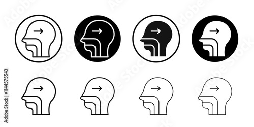 Swallowing reflex icon Flat outline fill set collection