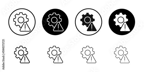 Technical warning icon Flat outline fill set collection