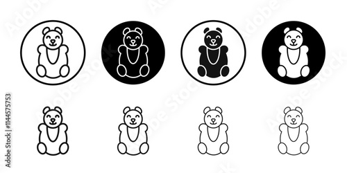 Teddy bear icon Flat outline fill set collection