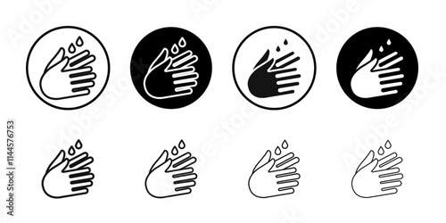 Wash or washing hands icon Flat outline fill set collection