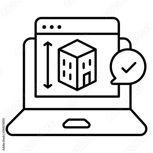 A colored design icon of building measurement