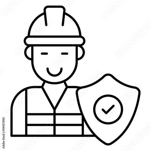 Avatar wearing hard hat with shield, icon of labor security