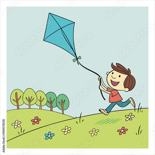 boy flying kite
