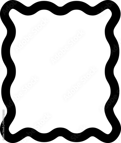 Isolated wavy rectangle border silhouette.     
Transparent background.