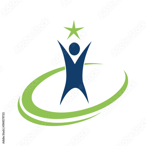 Minimalist Abstract Success man star Logo Icon vector illustration .
