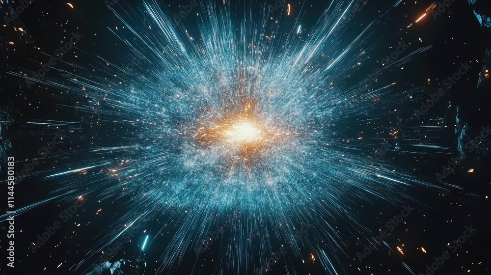 High-tech abstract design featuring motion blur and glowing blue-purple light effects, evoking speed, energy, and technology