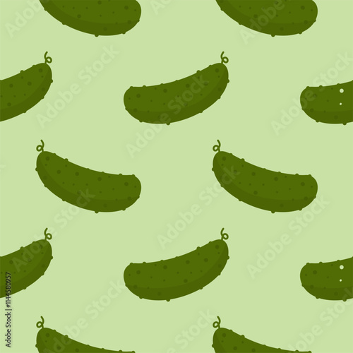 Cucumber flat style seamless pattern background. cucumber vegetable background