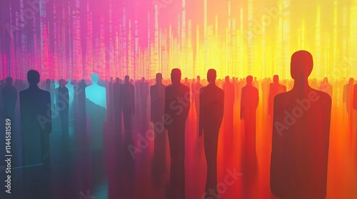 Vibrant Vector Illustration of a Dancing Crowd at a Disco Party Night