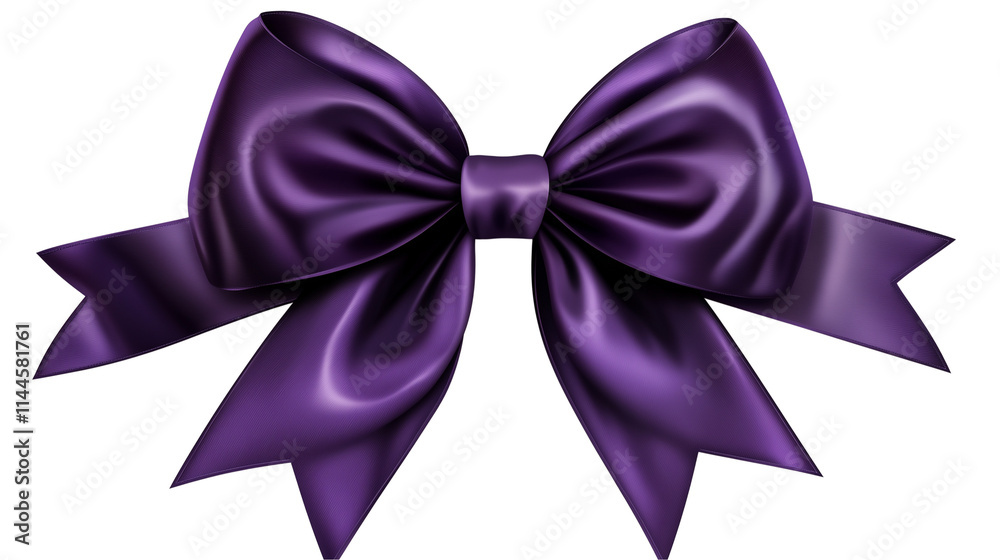 A large purple ribbon bow with long satin ribbons, isolated on Transparent PNG format Background. A large purple ribbon bow with long satin ribbons, isolated on Transparent PNG format Background.