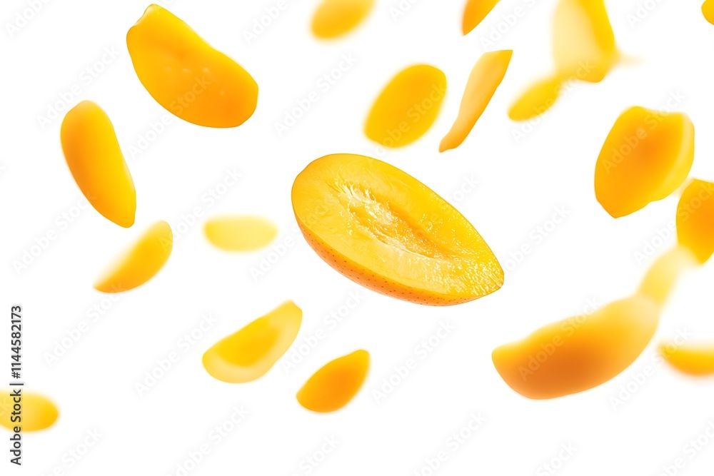 falling mango isolated on white background falling mango isolated on white background