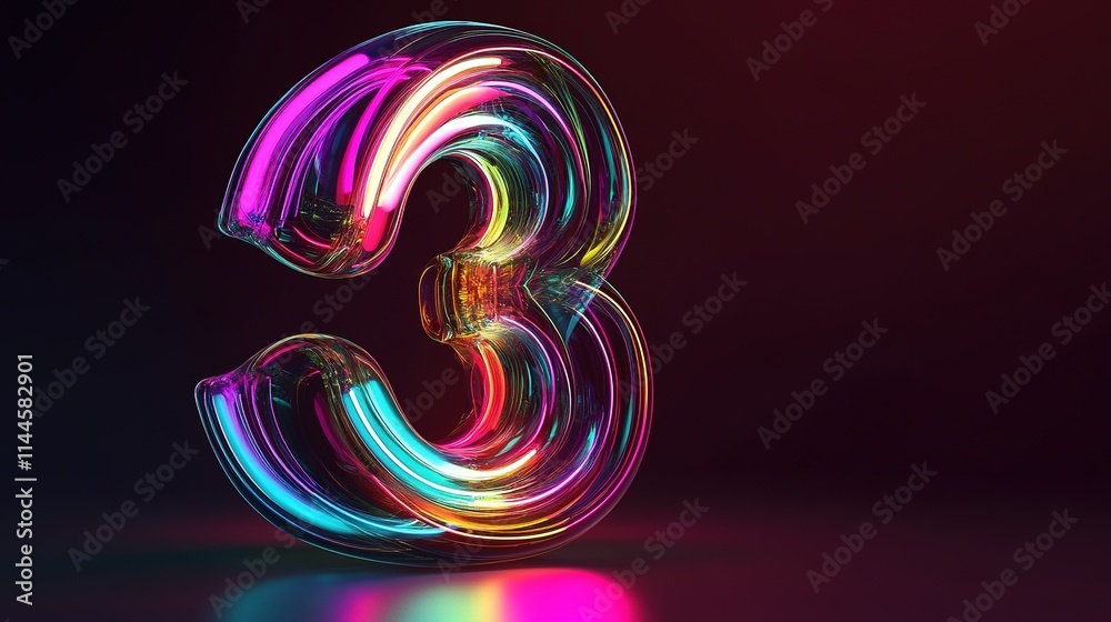 Vibrant neon number three. Vibrant neon number three.