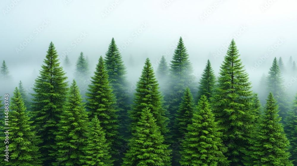 Misty Forest Pine Trees Foggy Nature Background Aerial View Cinematic Lighting Misty Forest Pine Trees Foggy Nature Background Aerial View Cinematic Lighting