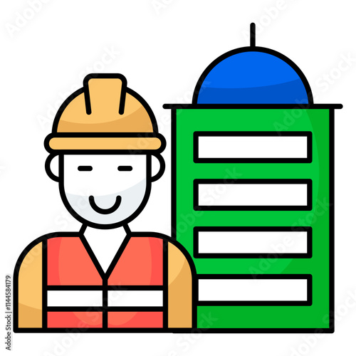 Avatar wearing hard hat, icon of labor