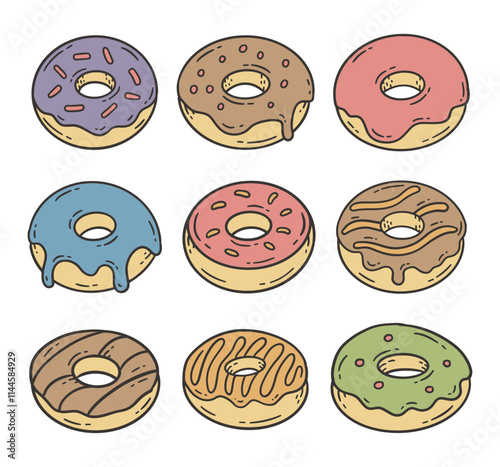 Doughnut Donut Doodle Style Illustration