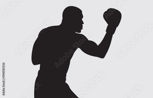 Black silhouette of a boxer on a white background