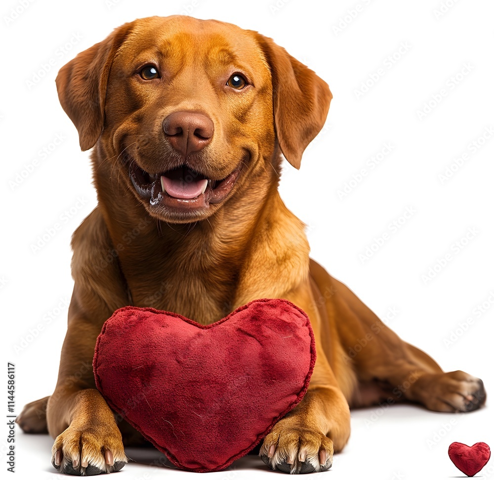Adorable puppies with red heart pillows on a clean white background, expressing love, joy, and affection, perfect for Valentine's Day, pet-related projects, or family-themed designs Adorable puppies with red heart pillows on a clean white background, expressing love, joy, and affection, perfect for Valentine's Day, pet-related projects, or family-themed designs