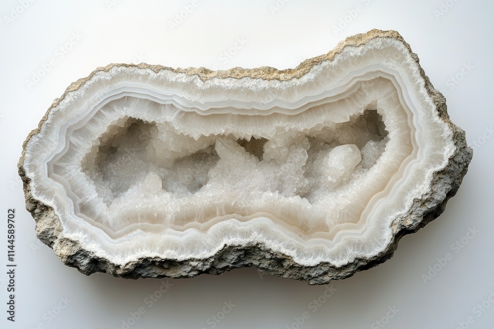 Crystal-Embedded Rock on White Background Crystal-Embedded Rock on White Background