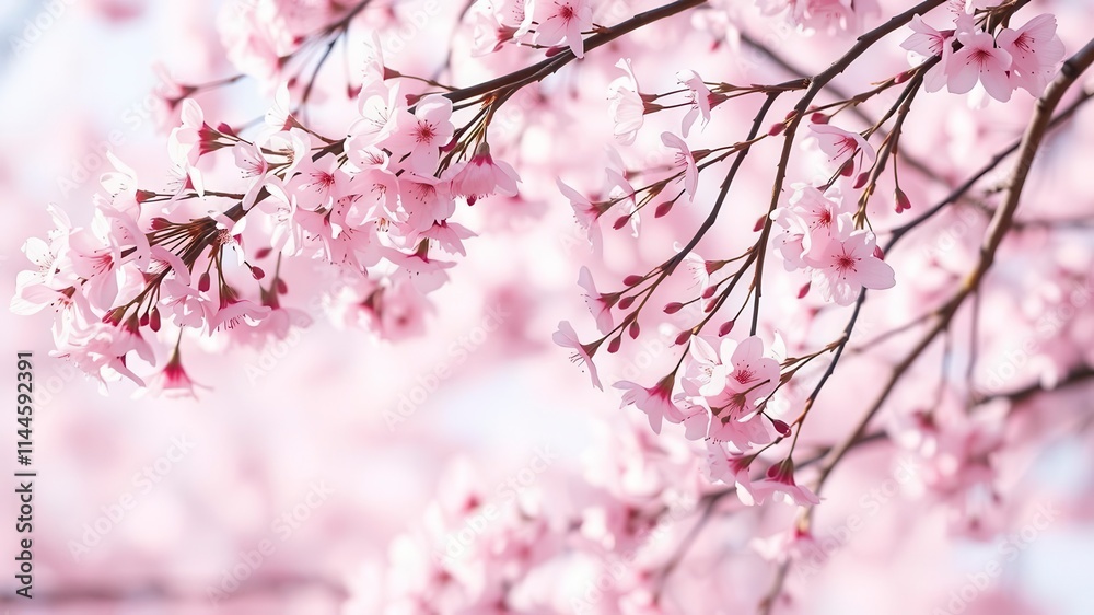 Pink sakura petals falling background with soft focus, falling, sakura Pink sakura petals falling background with soft focus, falling, sakura