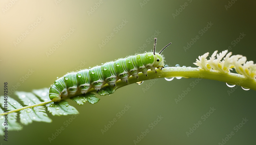 Fototapeta premium green caterpillar on a leaf