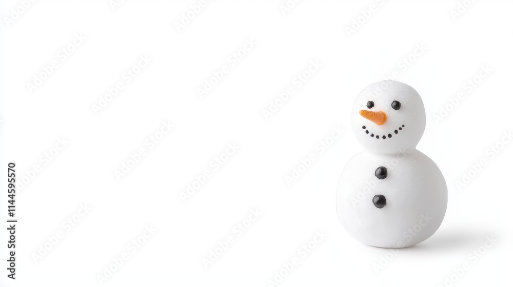 Cute and Cheerful Snowman Figurine on Minimalist Background Cute and Cheerful Snowman Figurine on Minimalist Background
