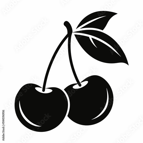 Cherry fruit icon design, Cherry silhouette vector illustration