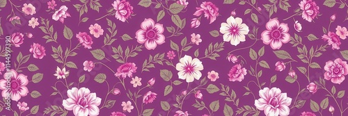 Wallpaper Mural Seamless purple floral wallpaper with delicate blossoms and vines, pattern, design, romantic Torontodigital.ca