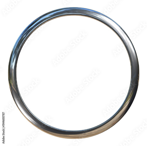 Silver ring or silver circle frame 3d isolated on png transparent background.