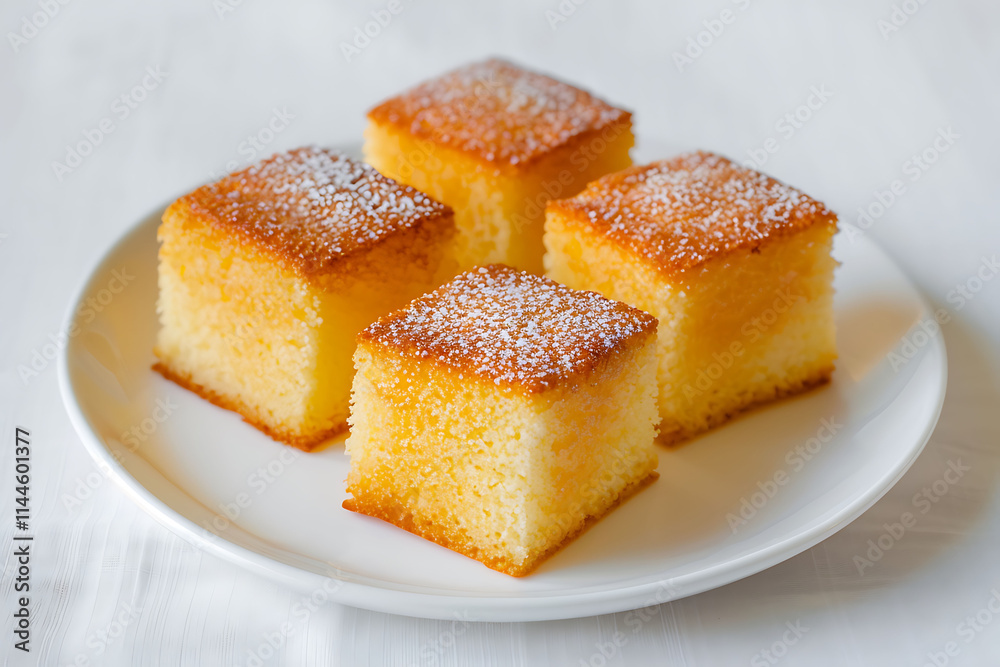 Four Pieces of Sweet Yellow Cake Four Pieces of Sweet Yellow Cake