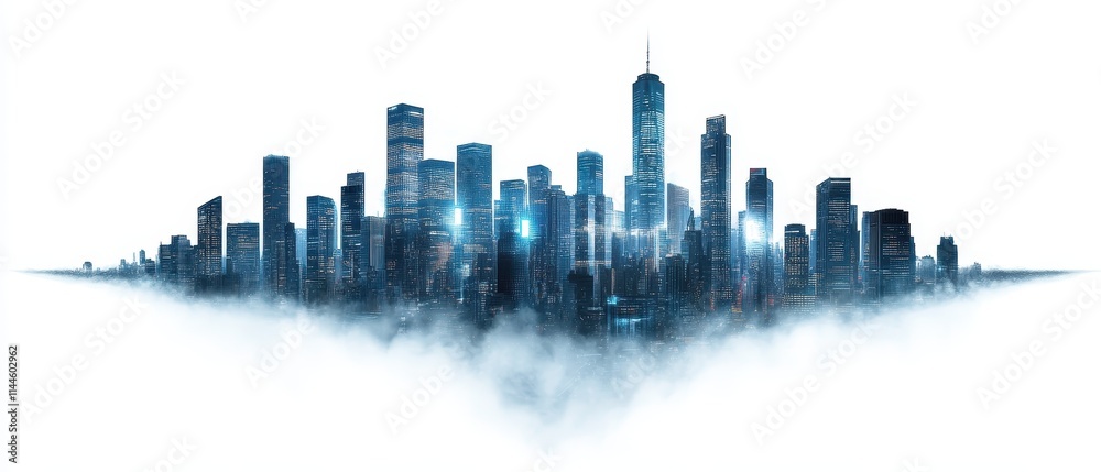 Fototapeta premium Modern city skyline against a dramatic backdrop.