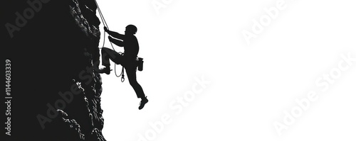 Adventure-themed vector of a rock climber on a rugged cliff. photo