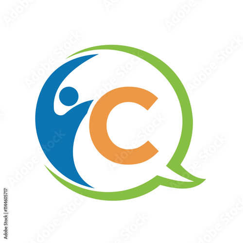 Human Life Logo combine with letter C vector template