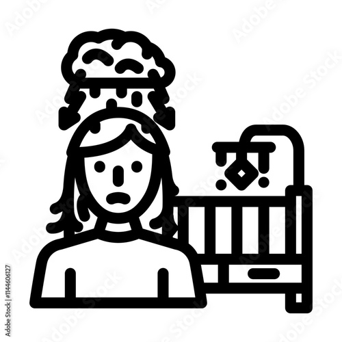 postpartum depression woman disease line icon vector. postpartum depression woman disease sign. isolated contour symbol black illustration