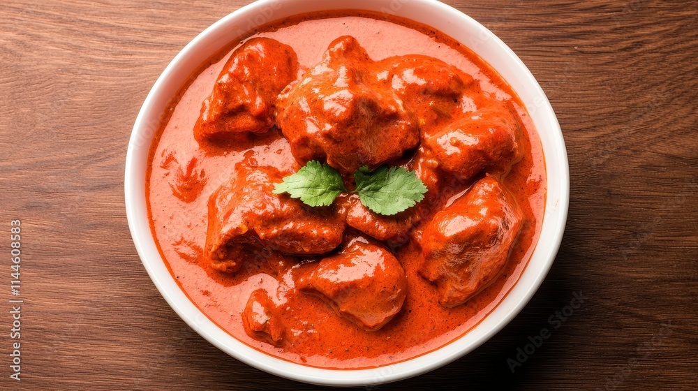 Savory Chicken Dish in Rich Red Curry Sauce with Fresh Cilantro Savory Chicken Dish in Rich Red Curry Sauce with Fresh Cilantro