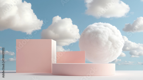 Cloud computing chaos abstract illustration of clouds and shapes digital environment creative concept photo