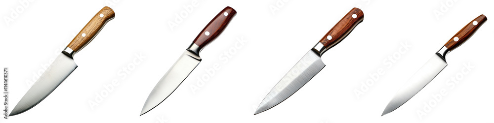 Obraz premium Collection of many kinds of knife equipment isolated on white background