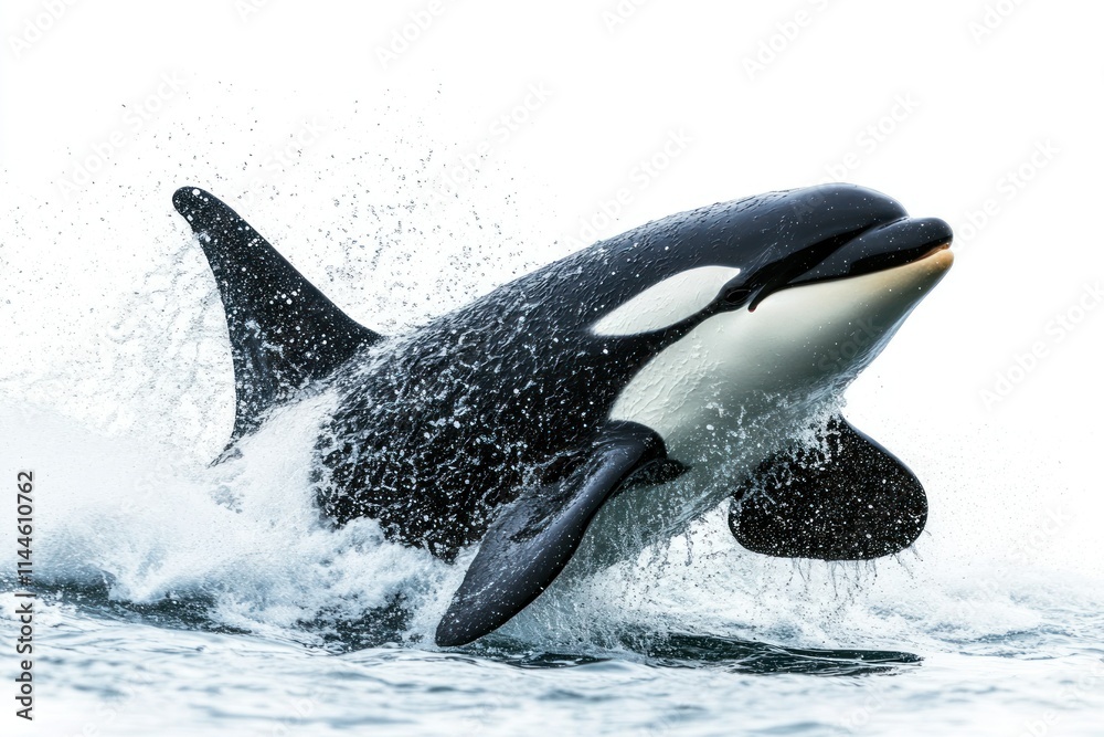 Fototapeta premium Graceful Orca Swimming in Clear Waters