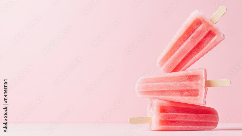 Refreshing summer popsicles stack frozen watermelon popsicles shaped like triangles, Refreshing summer popsicles stack frozen watermelon popsicles shaped like triangles,