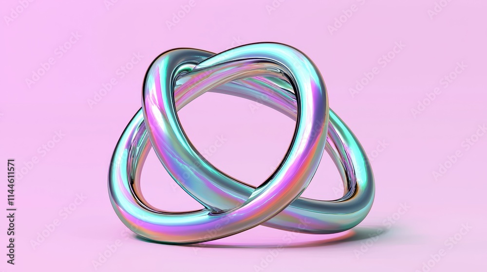 Glossy Abstract Shapes on Soft Pink Background for Creativity and Design