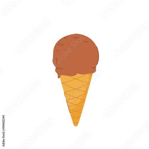 Ice cream, Dessert, soft serve ice cream with chocolate cone, sweet street food for poster and web icon