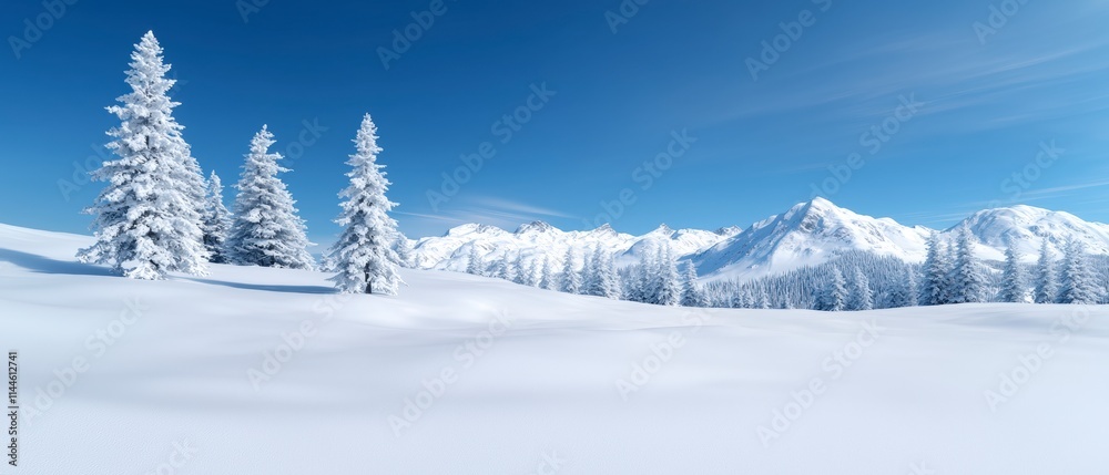 Snowy Mountain Landscape Winter Wonderland Scene with Snow Covered Trees Snowy Mountain Landscape Winter Wonderland Scene with Snow Covered Trees