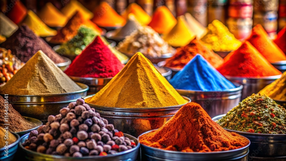 Fototapeta premium Vivid Spice Market Silhouette: High-Resolution Photo, Cinematic Lighting