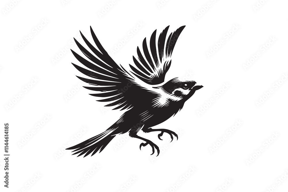 Fototapeta premium Sparrow Bird silhouette vector illustration on white background