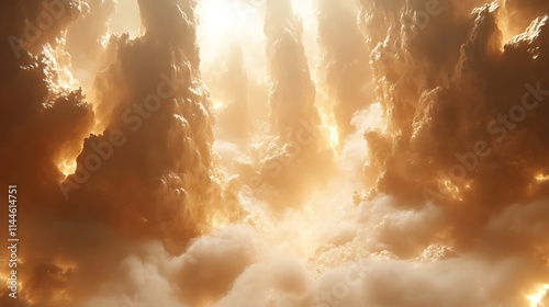 Golden Cloudscape An Ethereal Heavenly Scene