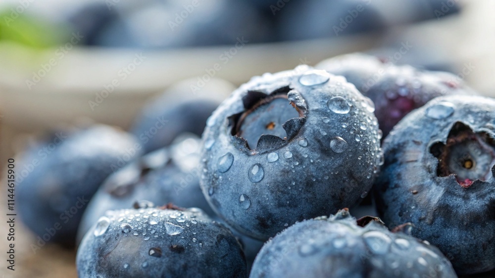 A detailed shot of a plump blueberry, with a shallow depth of field highlighting its natural sheen A detailed shot of a plump blueberry, with a shallow depth of field highlighting its natural sheen