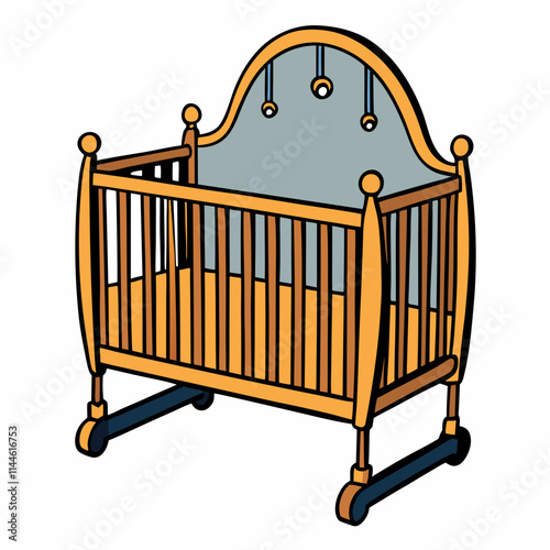 illustration of a baby bed