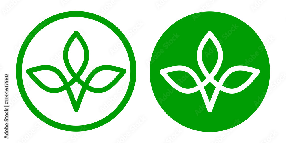 Obraz premium Green leaf icon, symbol of nature and environmental sustainability 