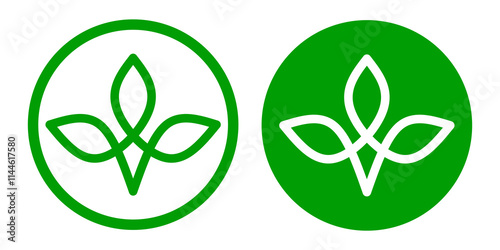 Green leaf icon, symbol of nature and environmental sustainability 