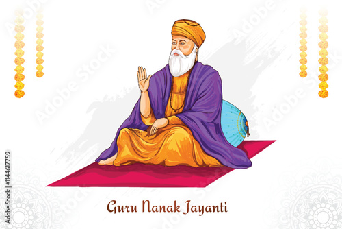 India hindu sikh celebrating birthday of guru nanak jayanti card design