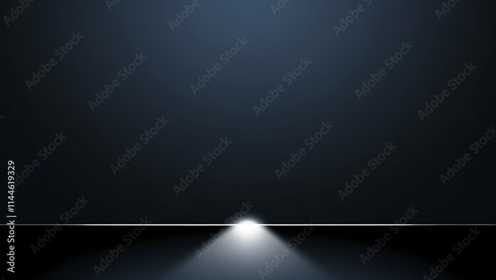 Dark minimalist digital graphic with a gradient from deep blue to black, featuring a subtle spotlight effect at the center bottom and a calm, mysterious aesthetic.
